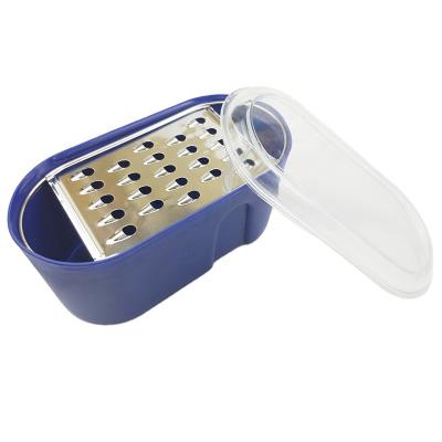 China Sustainable Kitchen Tools Multifunction Stainless Steel Fruit Vegetable / Chesse Grater With Container And Replaceable Blade for sale