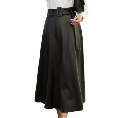 China Breathable Women Black Long PU Faux Leather Dresses And Maxi Skirts For Ladies for sale