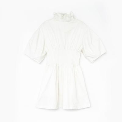 China 2022 Summer Breathable Korean Short Shirt Cotton Puff Sleeve Dresses Elegant White Dress For Elegant Woman for sale