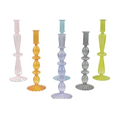 China Modern Art Unique High Quality Unique Crystal Glass Candelabra Candlestick Holder for sale