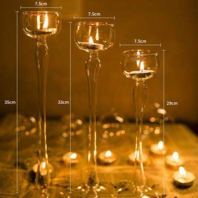 China Modern Art Unique Hot Sale Glass Candlestick Ornament Candle Romantic For Home Decorative for sale