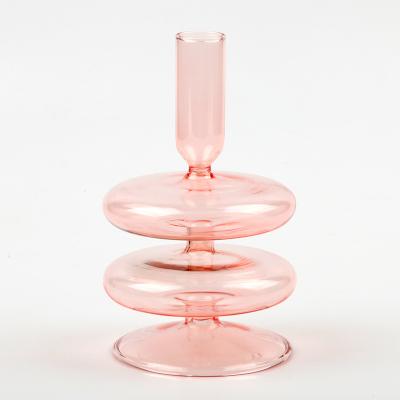 China Modern Art Unique Multi-Colored Glass Candleholder Crystal Candle Holders Table Decorations for sale