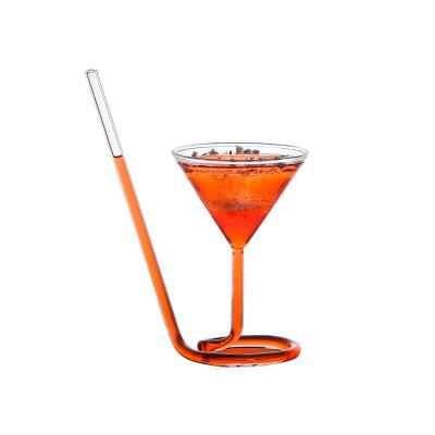 China Stocked New Design Wholesale Price Glass Goblets With Straw Juice Cup for sale