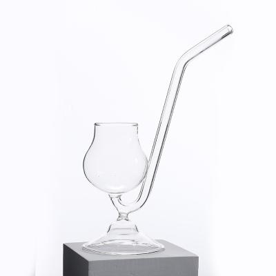 China Stocked China Design Wholesale Drinking Water Wine Clear Goblets Glasses With Straw for sale