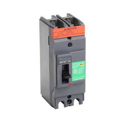 China Double Phase MMC100N 60A 2P Breaking Capacity MCB Fix Air Adjustable Electronic Switch AC240V 25KA Molded Case Circuit Breaker 25KA for sale