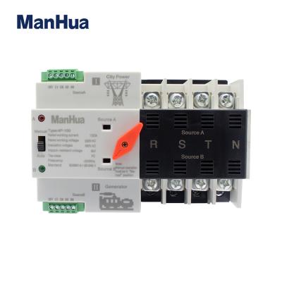 China ManHua 4P Acrylonitrile-Butadiene-Styrene Dual Switch ATS 110V/220V Transfer Switch 32A High Response Auto Sensitive Mini Circuit Breaker for sale