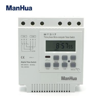 China Manhua MT317 Daily Weekly Cycle 380V 16A AC 3 Phase 7 Day Digital Timer Switch 16A for sale