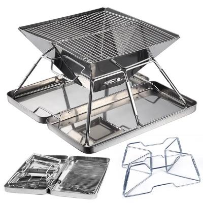 China Pit Outdoor Stove Burner 304 Stainless Steel Premium Charcoal Grill Adjustable Height Folding Campfire Camping Hiking Hiking Travel Picnic BBQ for sale