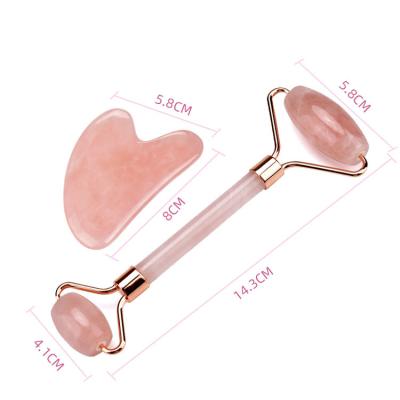 China ROSE Beauty Body Relaxation Muscles Face Lift and Fine Lines Relief Anti-Aging Facial Roller Jade Massage Kit Facial Roller for sale