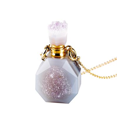 China Hot Selling Natural Crystal Perfume Oil Bottle Necklace Essential Oil Diffuser Charm Pendant TRENDY for sale