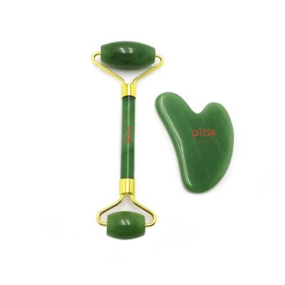 China Rose Quartz Jade Roller Massager Tool For Body Relaxation Muscle Lifting Agents With Beauty ROSE LOGO for sale