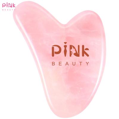 China Best Quality ROSE Convenient Beauty HOT Sale All Natural Handmade Healing Stone Rose Quartz Gua Sha Board for sale