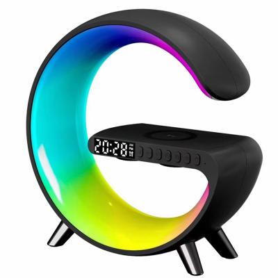 China RGB Led Night Light 2023 Popular Product App Control Alarm Clock Bluetooth Speaker Iphone 15W Wireless Charger Table Lamp for sale