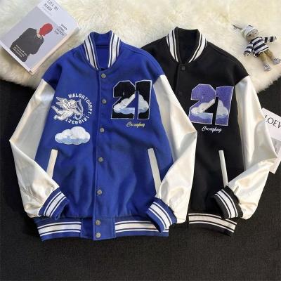 China Waterproof OEM Patches Embroidery Sleeve Jaquetas Masculinas Letterman Bomber Men Leather Jacket for sale