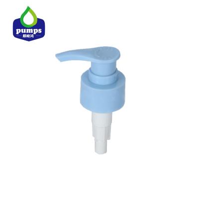 China Non Spill Professional Cosmetic Blue Plastic Lotion Pump Beautiful PP Left Right Hand Lotion Pump for sale