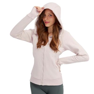 China Breathable Long Sleeves Hooded Workout Clothing Jacket Yoga Pullover Full Zipper Hoodie for sale