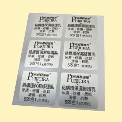 China PET Waterproof Matt Silver Label Sticker for sale