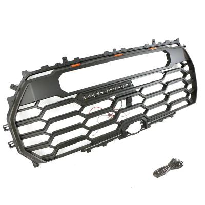 China Sports 4X4 Off Road New Design ABS Black SUV truck Auto Parts grille With LED Light Bar Fit For 2022 Toyota Tundra for sale