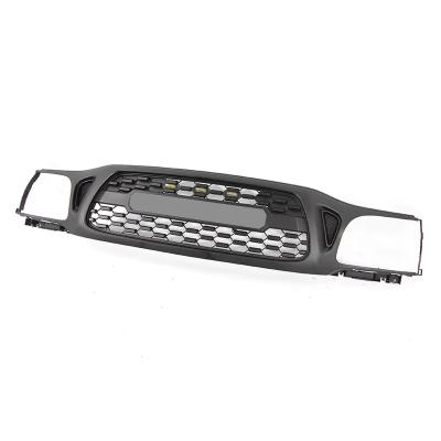 China Sports SUV Front Bumper grille For 2001 2002 2003 2004 Toyota Tacoma grill Mesh Honeycomb with 3 LED Lights Black for sale