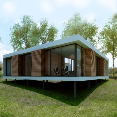 China Modern Prefab Houses Villa Kits Modern Steel Framing Steel Gauge Light Deepblue Smarthouse Wooden House for sale