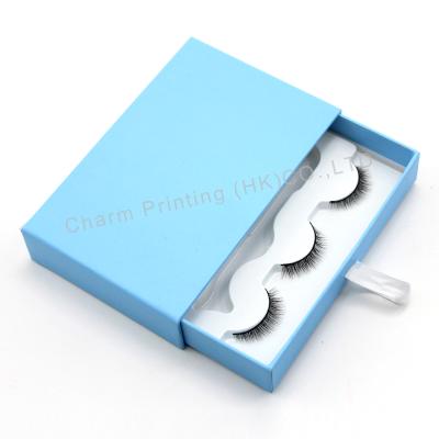 China Recycled Materials Size Quality Low Price Label Drawer Custom Acrylic Blue Eyelash Packaging Box for sale