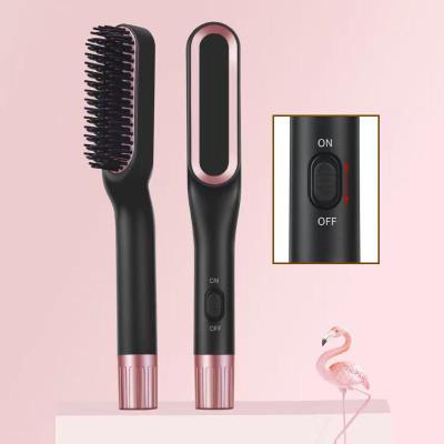 China Hotel Hot Air Beard Straightening Comb For Men's Electric Hair Straightener Brush Ceramic Fast Heating Hairbrush for sale