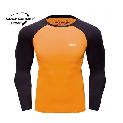 China Anti Pilling Long Sleeve Sports Workout T Shirt For Gym Men Bodybuilding Compression Shirts With Custom Logo for sale