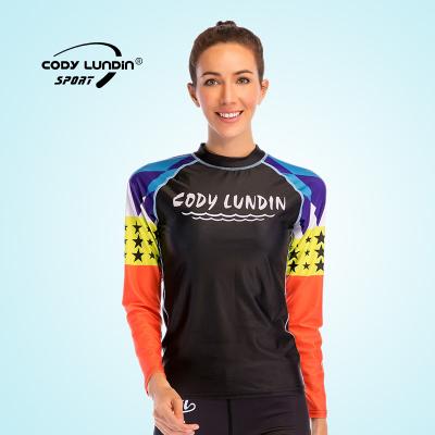 China Custom Print Women Long Sleeve Wholesale Sportswear Water Swim Rash Guard Women Long Sleeve One Piece Rash Guard for sale