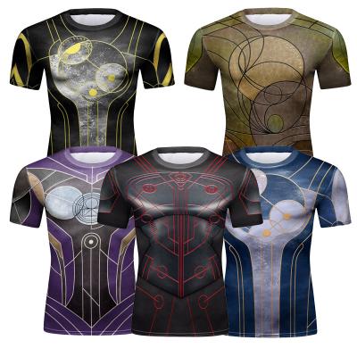 China Cody Lundin Superhero Shirt Men Anti-Shrink 3d Polyester Spandex Printed Compression T-shirt BJJ Shorts Sleeve Rash Guard for sale