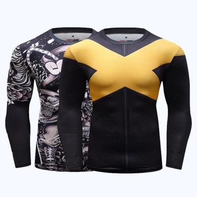 China Anti-pilling Compression T-shirts For Men's Costom 3D Digital T-shirt Printing Long Sleeve Sports Mens T Shirt for sale