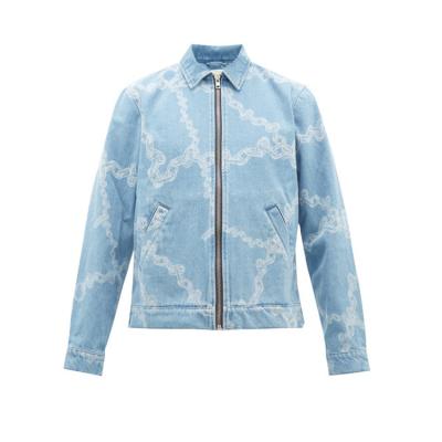 China 2021 Fashion Blue Laser Print Design Street Style Custom QUICK DRY Men's Denim Jacket for sale