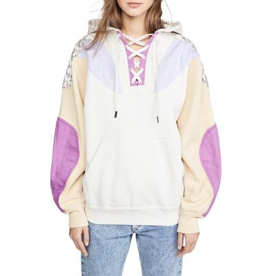 China White High Quality Fashion Anti-wrinkle Colorblock Women Soft Pullover Hoody Hoodies for sale