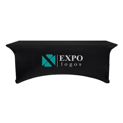 China Waterproof custom sublimation printed logo polyester stretch spandex waterproof fitted table cover tablecloths for sale