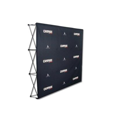 China Advertising Best Price 10ft Polyester Round Pop Up Right Display Backdrop Stage And Repeat Banner Stand With Custom Logo for sale