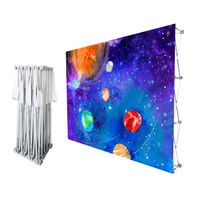 China Advertising Custom Advertising Printing Wedding Backdrop Banner Stand Photographic Pop Up Fabric Tension Show Size 3 x 3 for sale