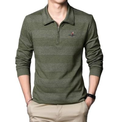 China Patchwork Sleeved Anti-Wrinkle Contrast Zipper Men's Long Polo Shirt Men's Polo Shirt for sale