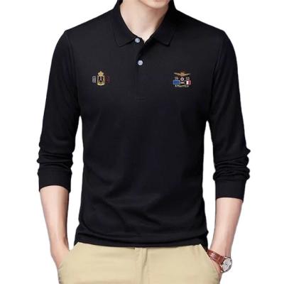 China Men's Lapel Anti-wrinkle Autumn Winter Long Sleeve T-shirt Men's Polo Shirt Business Men's T-shirt for sale