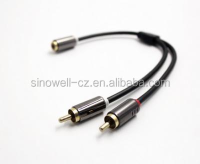 China High Quality Multimedia 2 RCA Male To 1 Female Y Cable Splitter Phono Cable For AV Video for sale