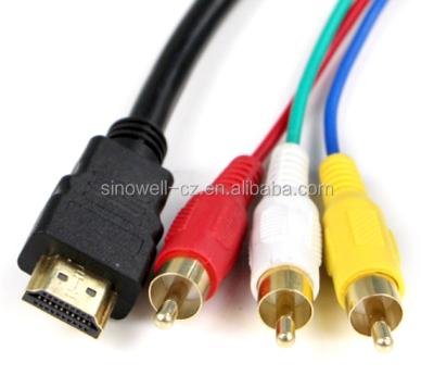 China COMPUTER 1.5M 3 male copper component cable to rca audio visual 3D HD 1080p RGB nylon braid cable for sale