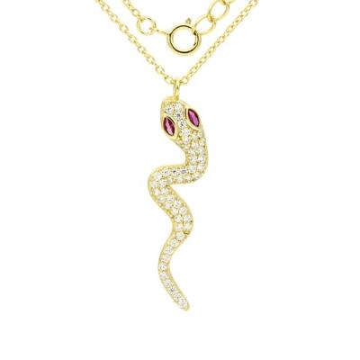 China TRENDY Wholesale Fashion Simple Pendant 14K Gold Plated Necklace Jewelry Snake Necklace For Women for sale