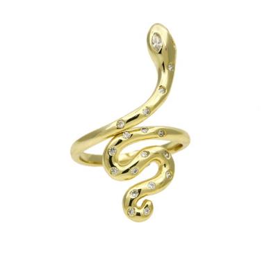 China Trendy Fashion Jewelry Wholesale S925 14K Gold Plated Snake Ring For Women for sale