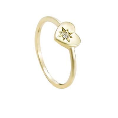 China Wholesale Trendy Romantic Heart Shape Star Jewelry S925 Silver Gold Plated 14K Gold Plated Ring For Women for sale