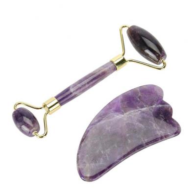 China Natural Amethyst Roller Jade Face Anti Cellulite Slimming Facial Massager for sale