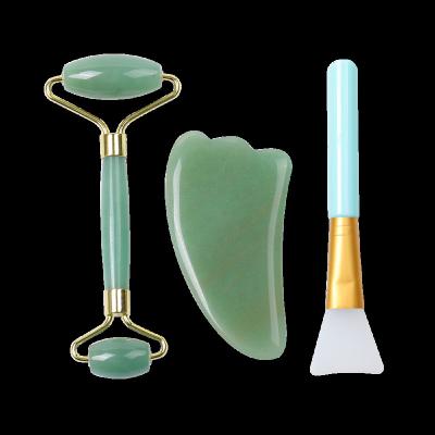 China Facial Massage And Body Massage Prepare To Ship#2020 Hot Selling Amazone 3-In-1 Jade Roller Gua Sha Scraping Kit for sale