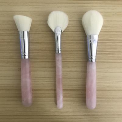 China Angular blush 100% authentic and natural 3PCS premium rose quartz Crystal Makeup Brush Set for sale