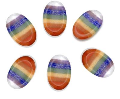 China Wholesale Tumbling Stone 7 Chakra of Worry Healing Crystal Thumb Worry Stone 1.6