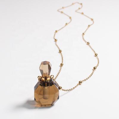 China 100% natural and premium quality Crystal Gemstone Smoky Quartz Essential Oil Diffuser Perfume Bottle Necklace Pendant for sale