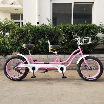 China Steel factory outlet two people double seats fat tire snow bicycle 2 person tandem bike for sale