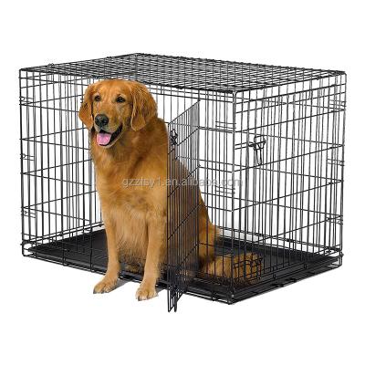 China Dogs Dog Kennel One Side Door Metal Crate Fold Able Puppy Supplies Crate With Plastic Divider Panel Handle Tray For Puppy for sale