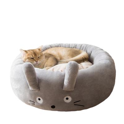 China Wholesale Round Mechanical Wash Dog Bed Luxury Waterproof Memory Foam Cute Soft Plush Faux Fur Cat Pet Bed for sale